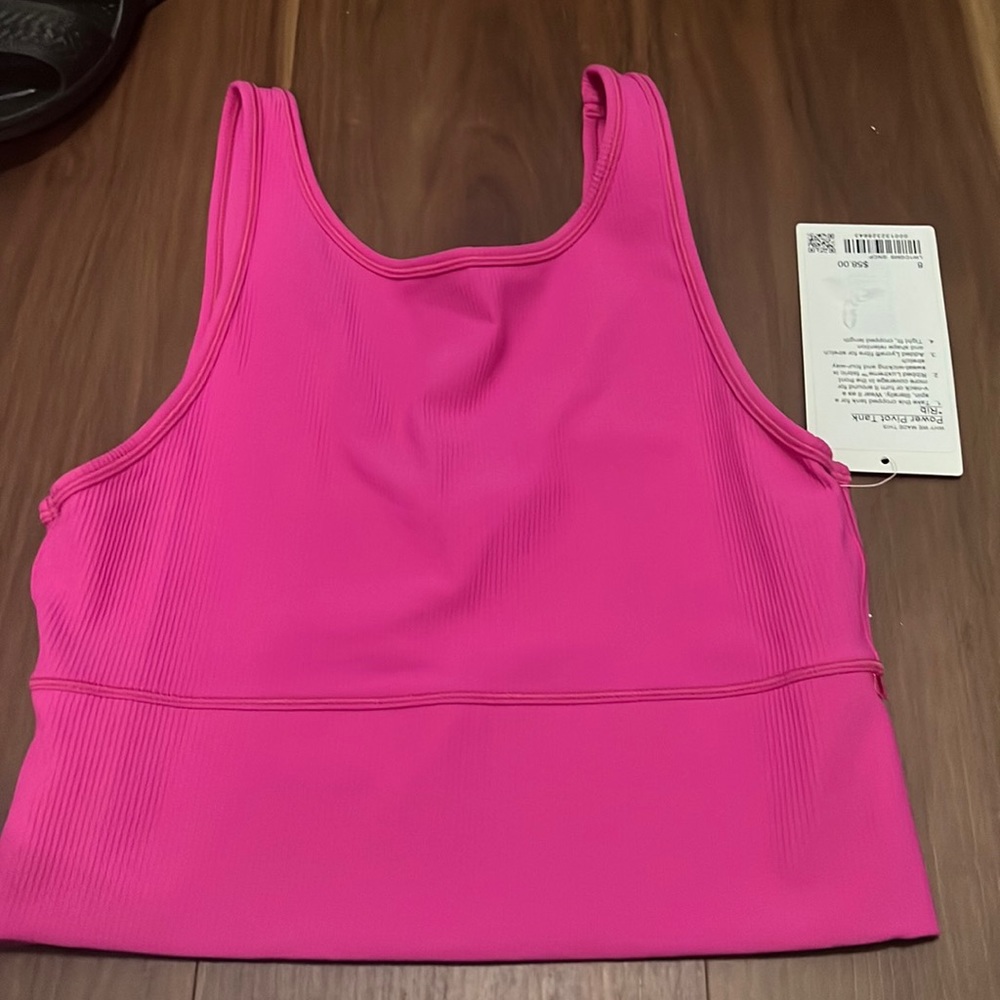 lululemon power pivot tank rib size 8 sonic pink